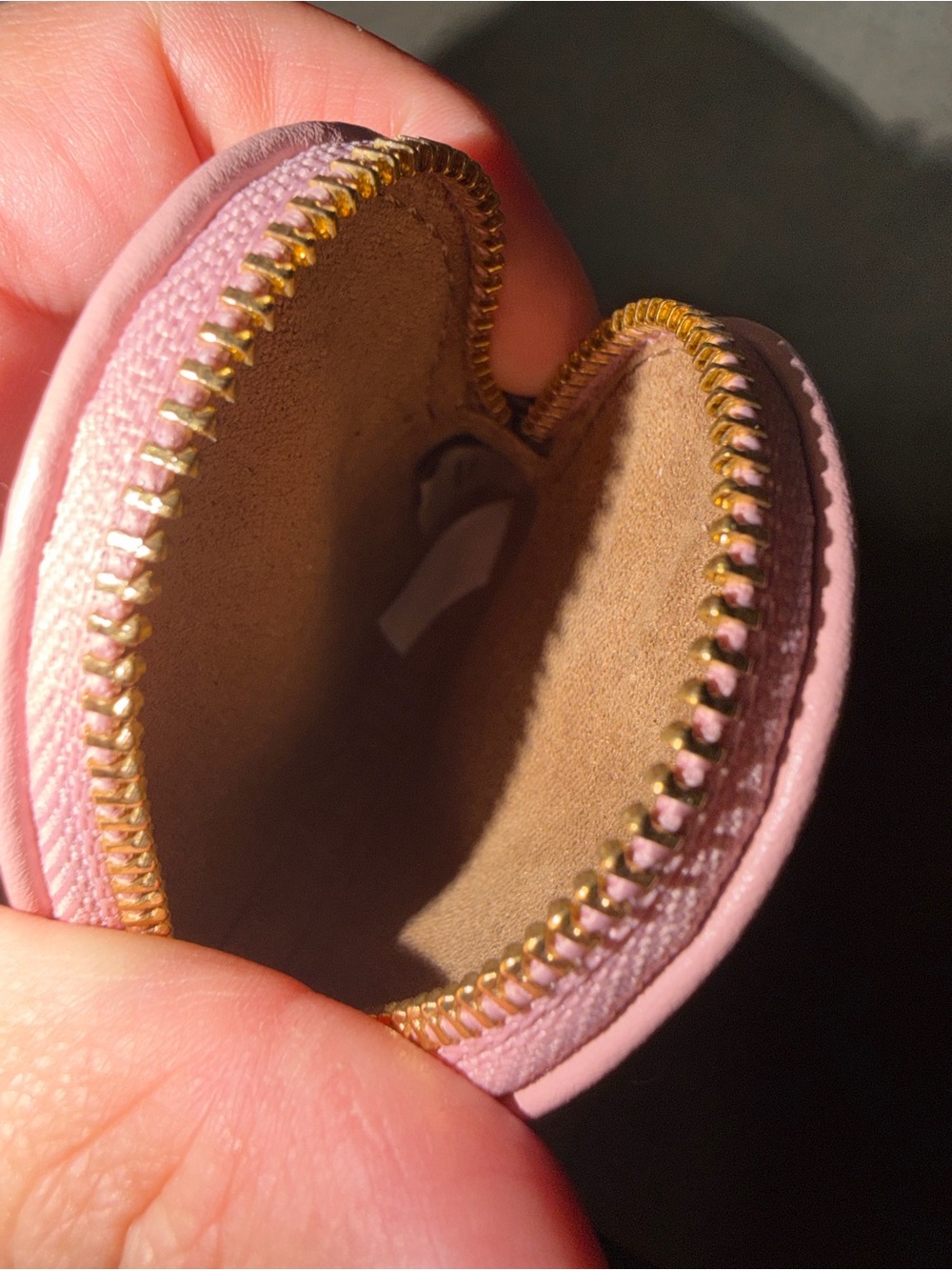Coach Pink Heart-Shaped Key & Coin Pouch with Gold Hardware - Picture 3 of 3